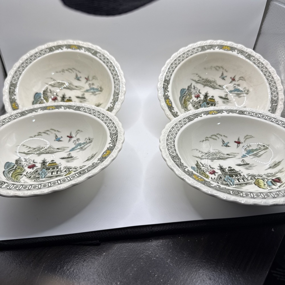 Myott Pagoda England Side Vegetable Dessert 4 Bowls Vintage Pre Owned